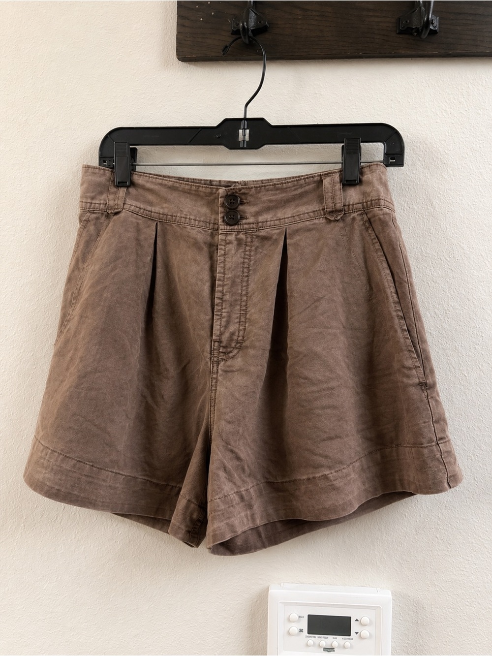 Free People High Waist Pleated Shorts - Taupe Brown